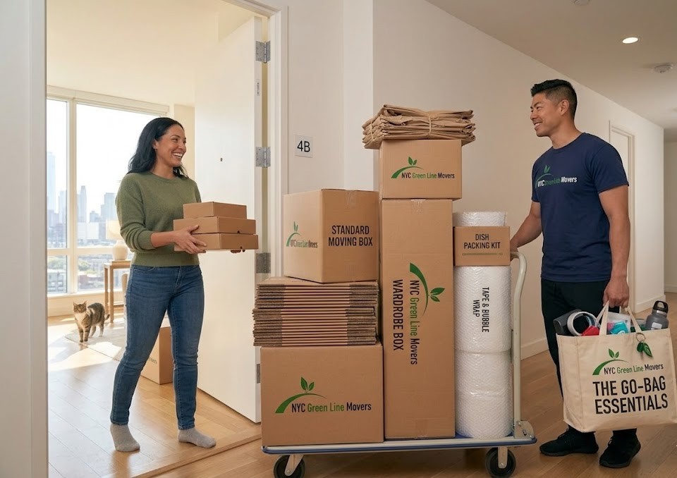 Box and packing materials delivery by NYC Green Line Movers