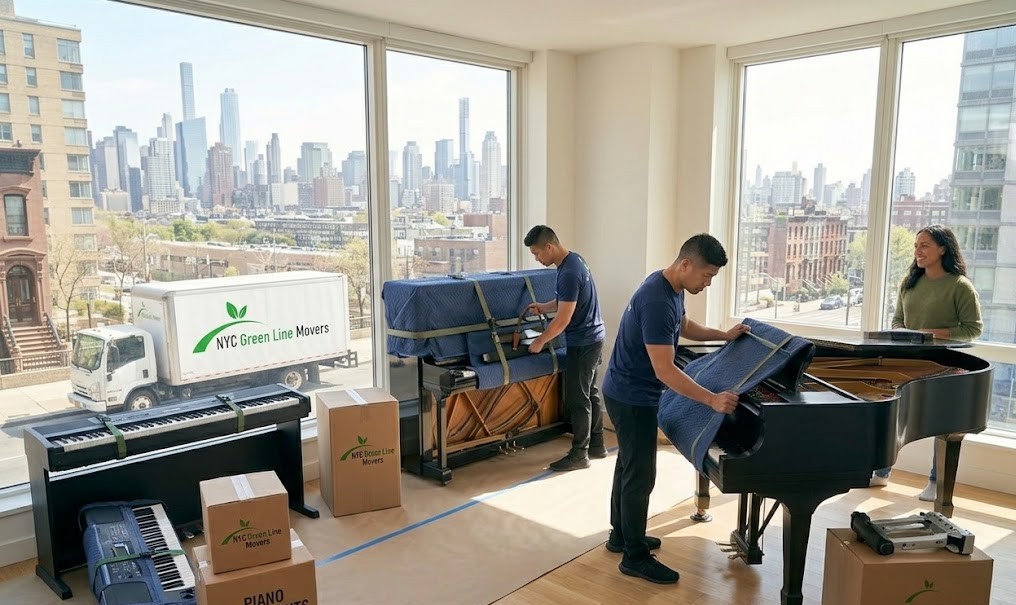Professional NYC piano moving services by NYC Green Line Movers